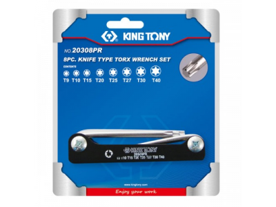 Набор Г-образных TORX, T9-T40, складные, 8 предметов, KING TONY от KING TONY Набор Г-образных TORX, T9-T40, складные, 8 предметов, KING TONY